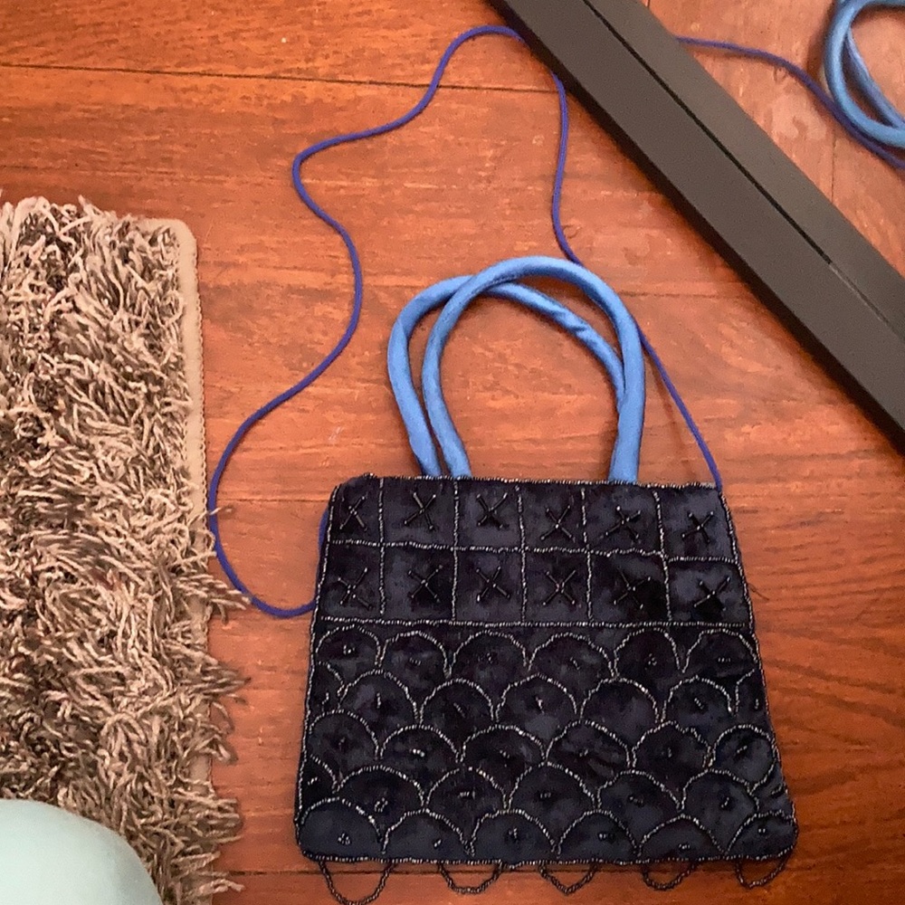 Vintage navy blue small hand bag